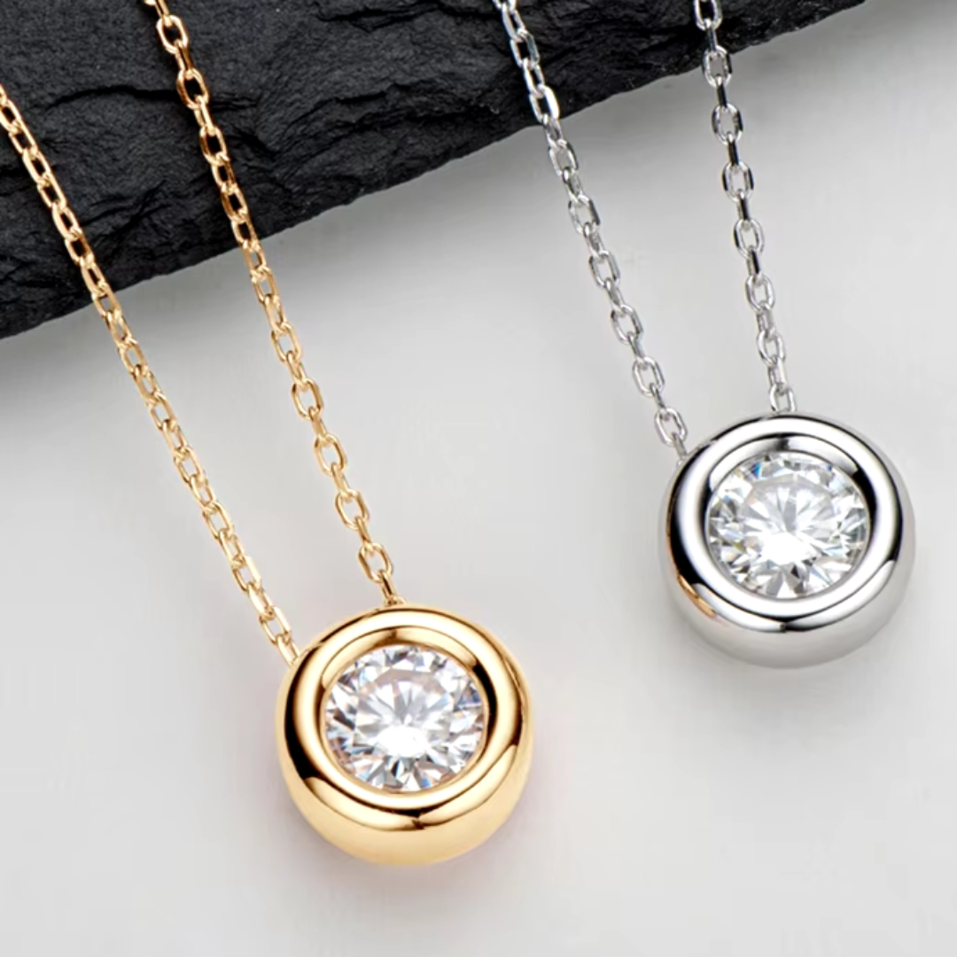 Ember glem Round Bezel Pendant Necklace