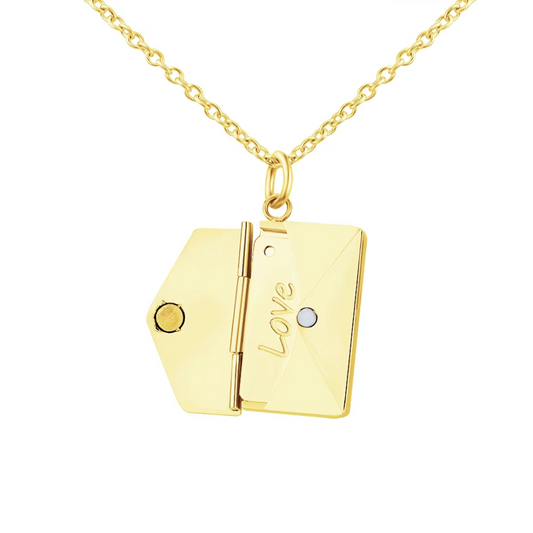 Personalized card-envelope pendant necklace