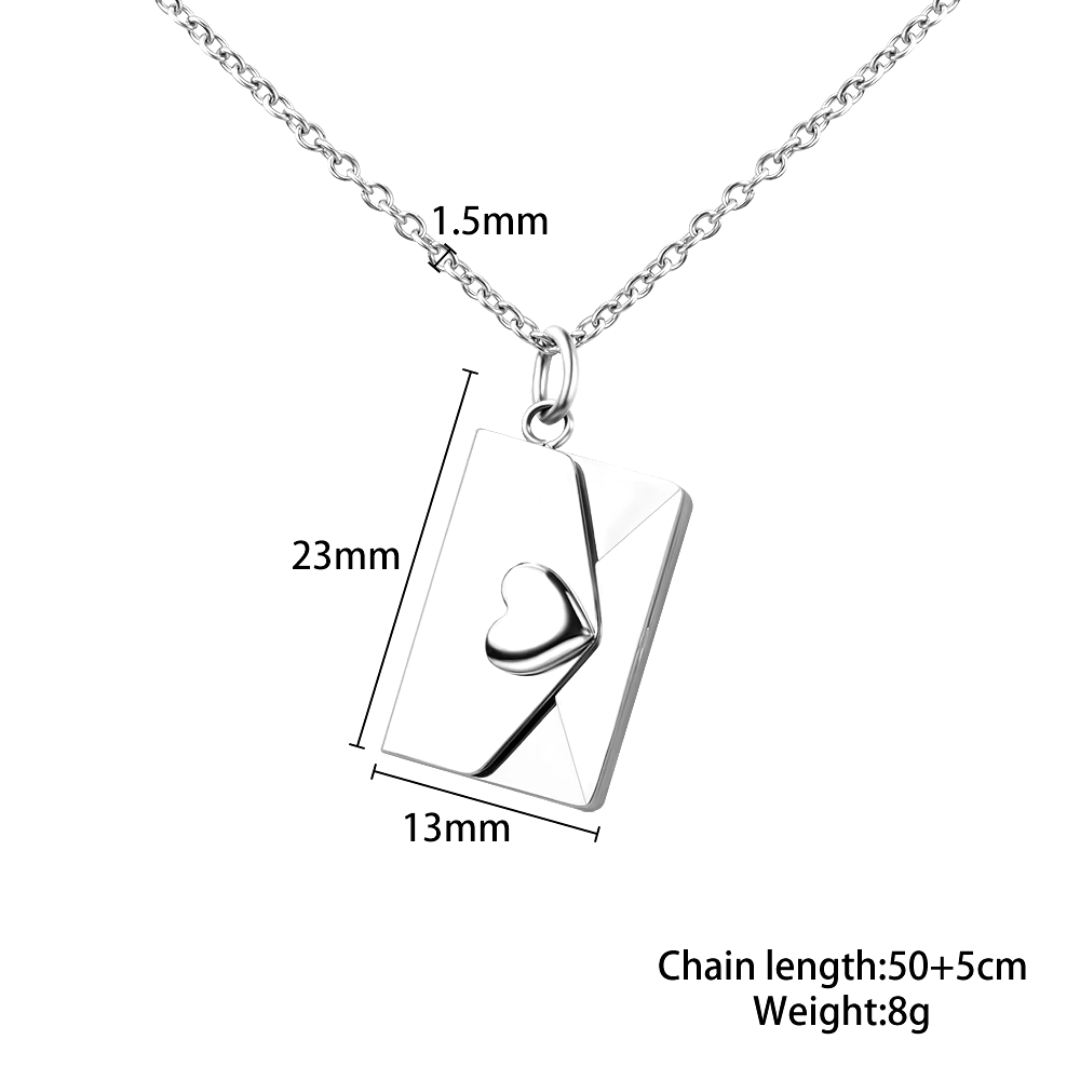 Personalized card-envelope pendant necklace