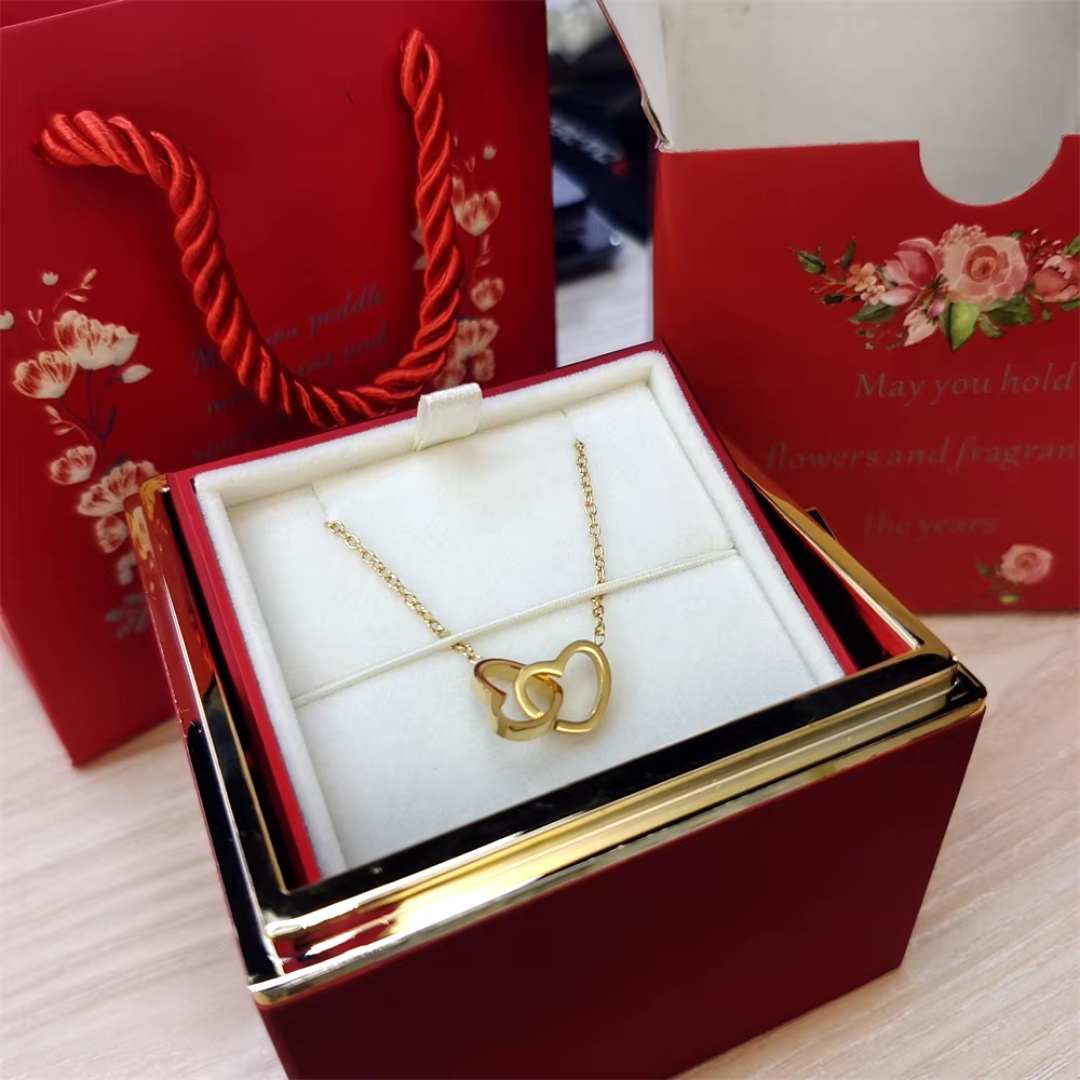 Enduring ROSE BOX with  ENGRAVED NECKLACE