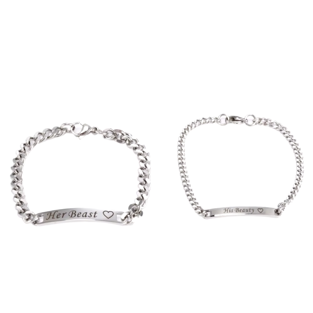 2pcs Couple Words Engraved Bracelets