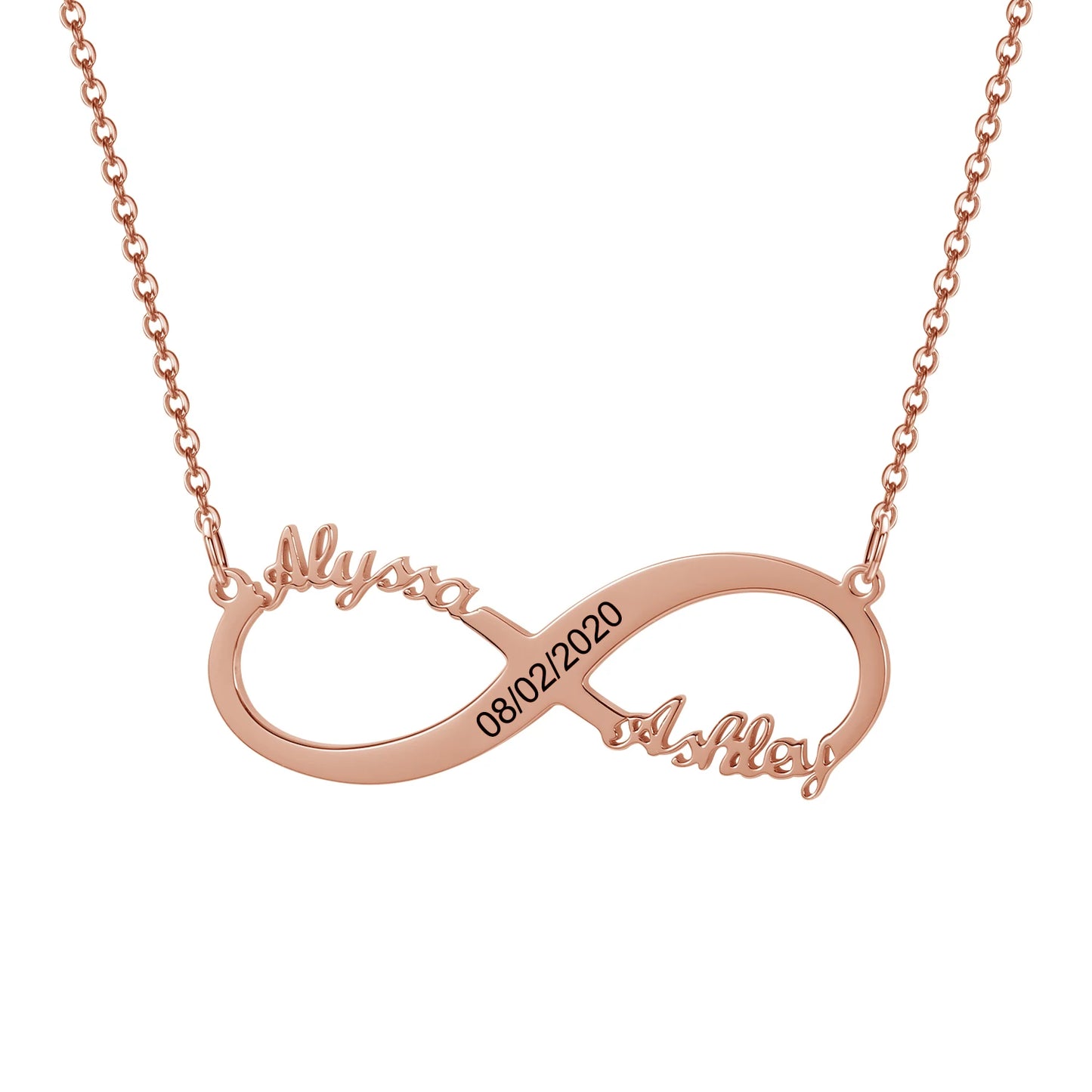 Personalized Infinity Pendant Necklace with Engraved Date