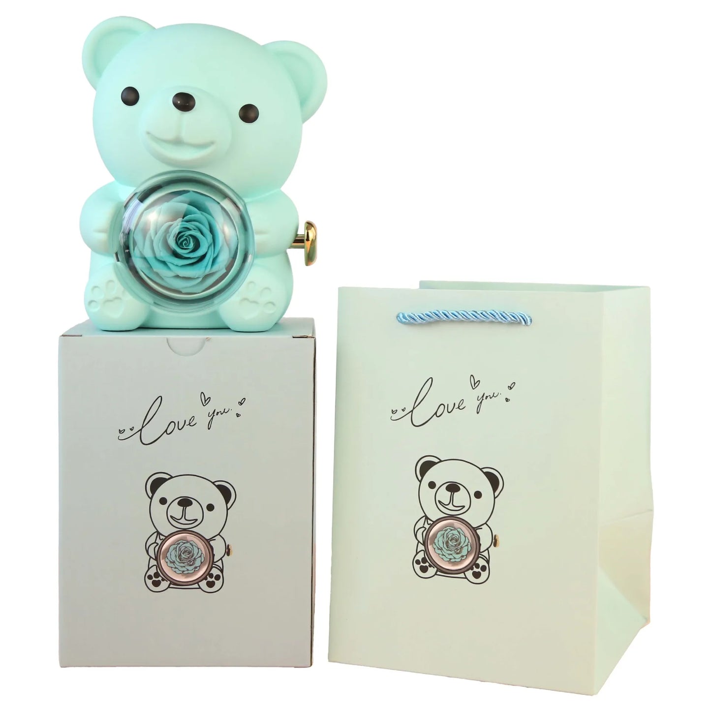 Teddy Bear Gift Box with heart pendant necklace