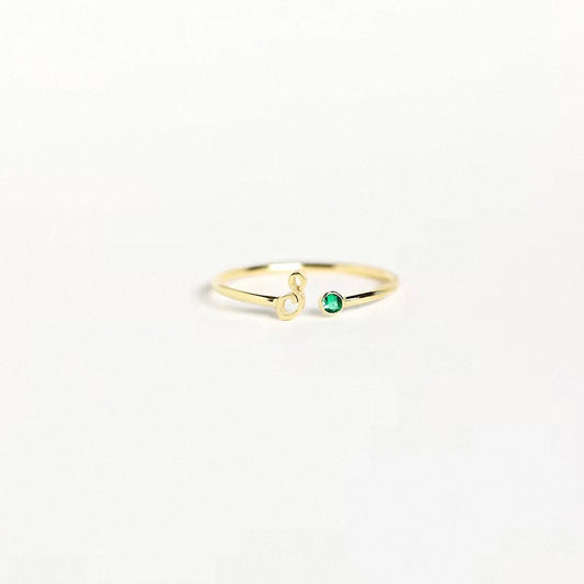 Birthstone Initial Custom Ring