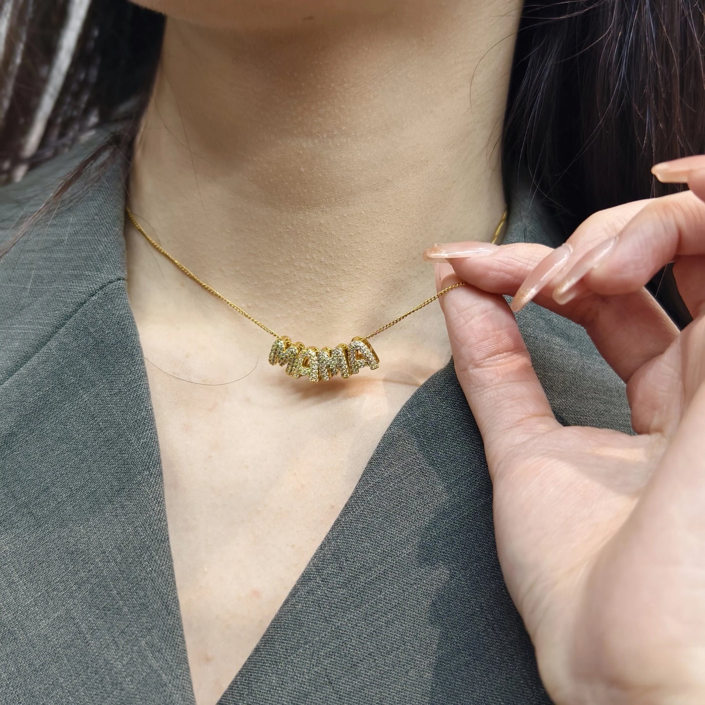 Personalized Custom Name Bubble Letter Necklace